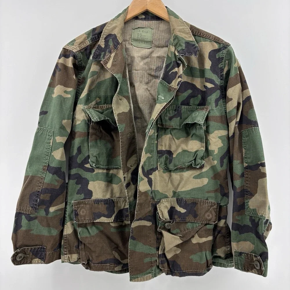 US Army BDU Coat Blouse Woodland Camo Combat Jacket Medium Short 10th Mountain
